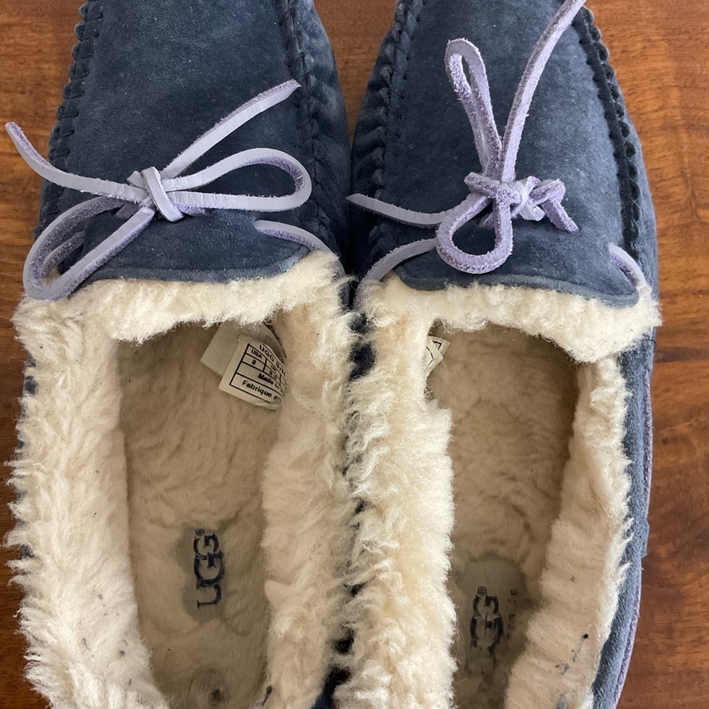 UGG Women's Dakota Slate Blue Suede Slippers Moccasins 5612 Shoes Size 8 - Picture 5 of 7